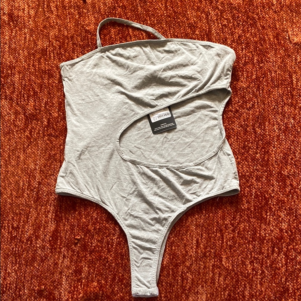 PLT Gray Asymmetrical Bodysuit